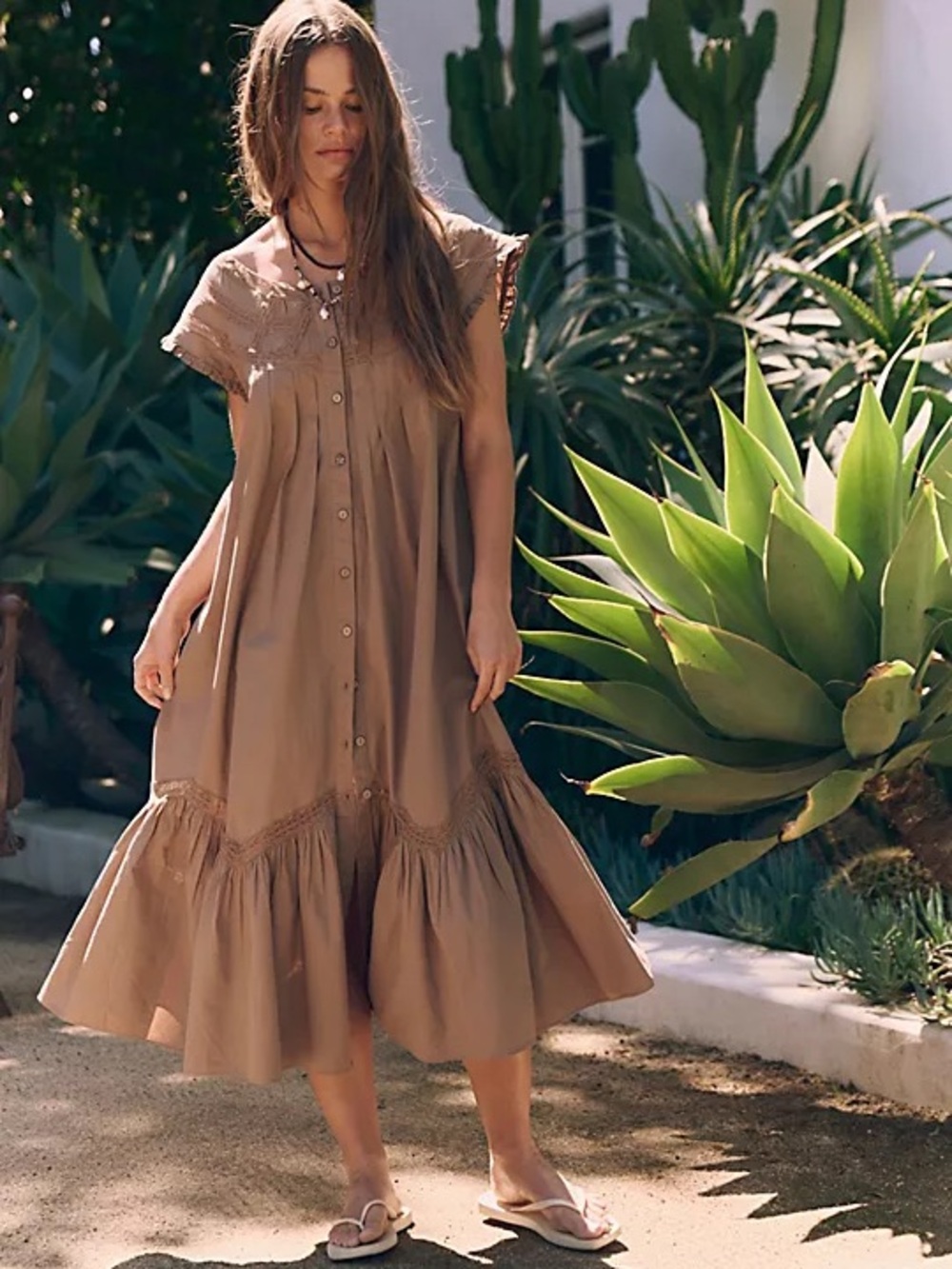 Free People Aster Midi Dress Womens Small Rose Excellent Boho Lace Free-Est - Picture 9 of 9